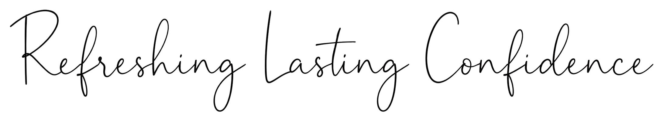 Text that reads 'Refreshing Lasting Confidence' in a script font.