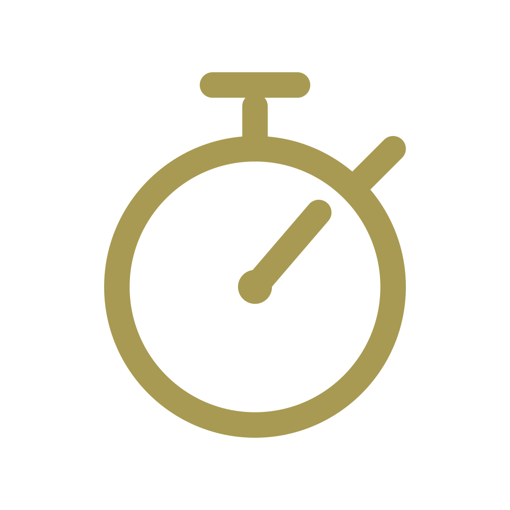 Icône d'un chronomètre de couleur or.