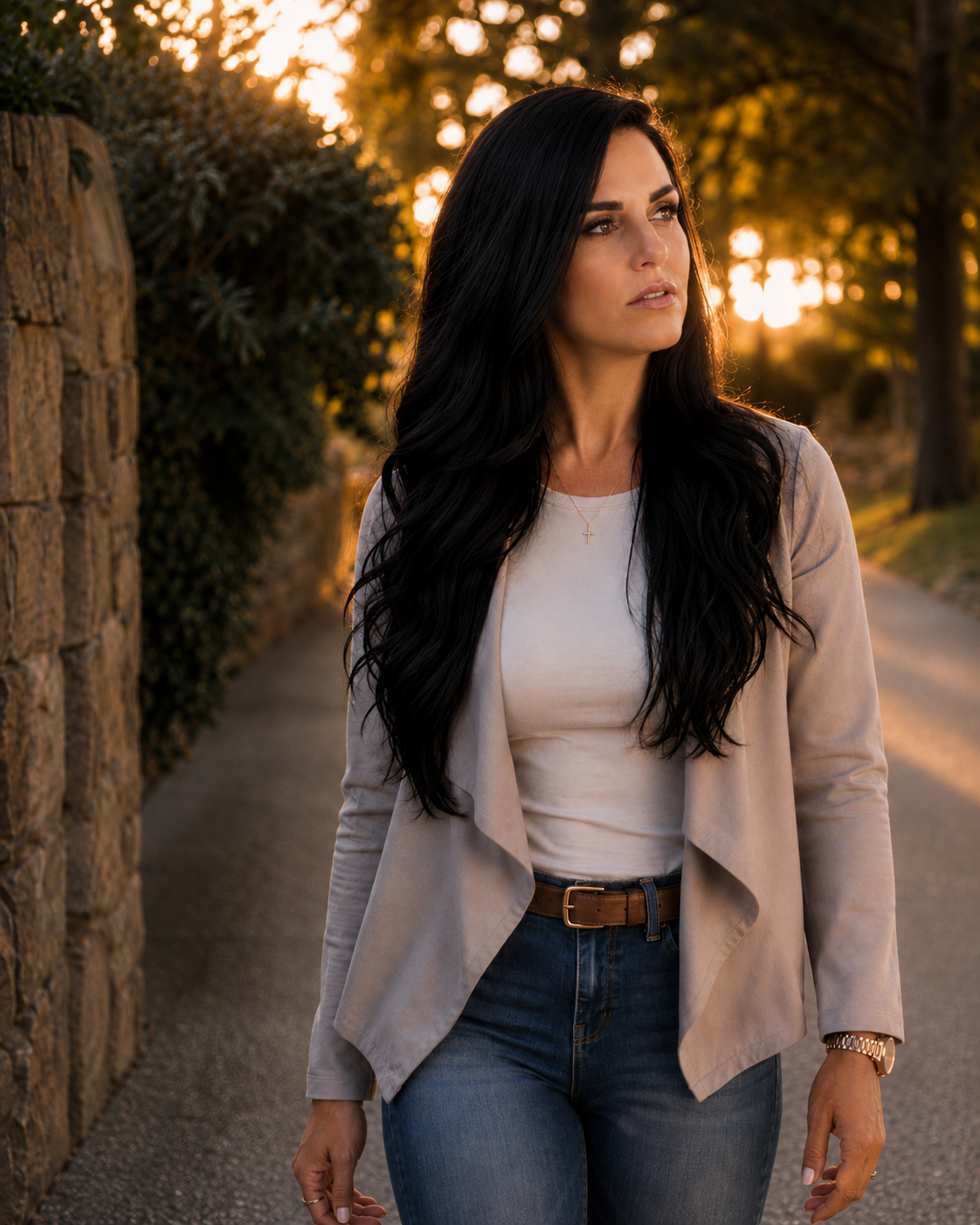 Woman walking outdoors reflecting on personal growth and life direction