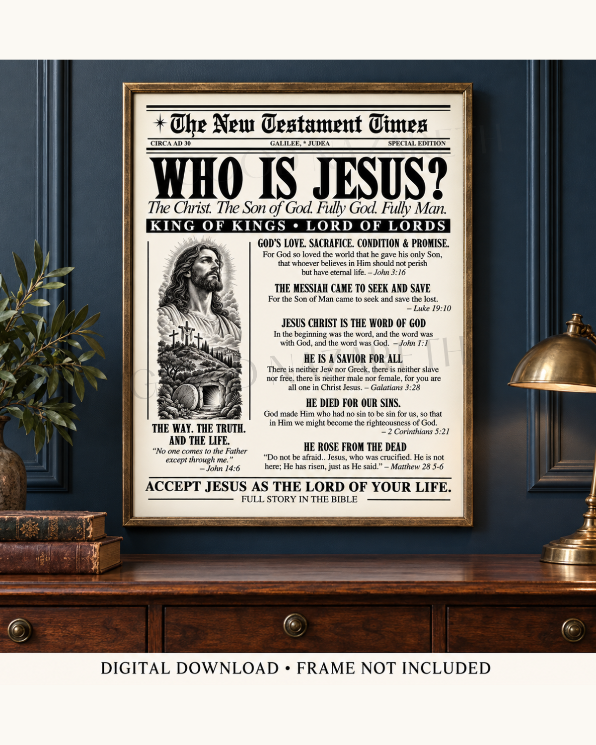 Jesus B Digital download in frame on shelf tall candle.png