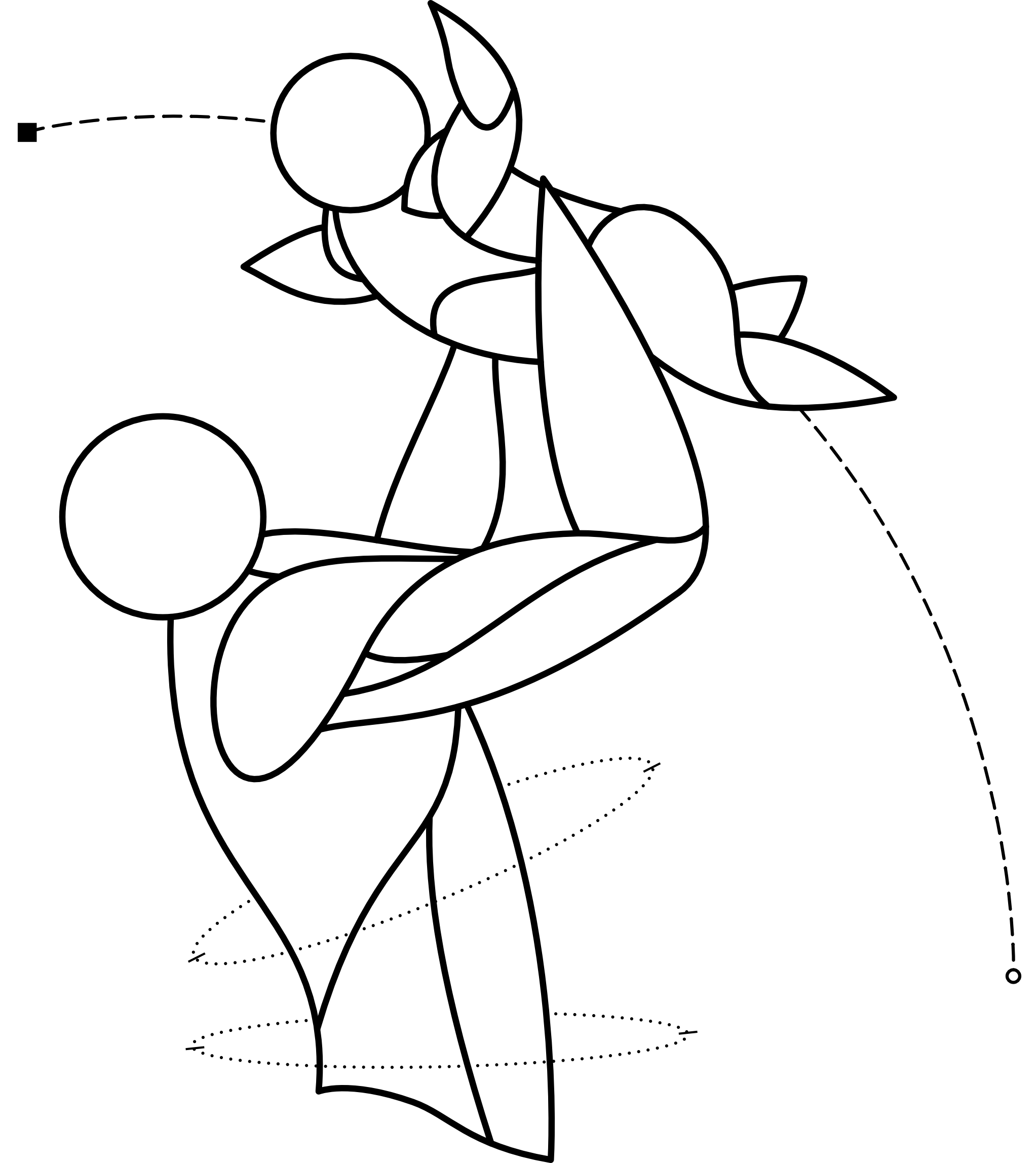 A black and white line art image of a parent lifting their child.