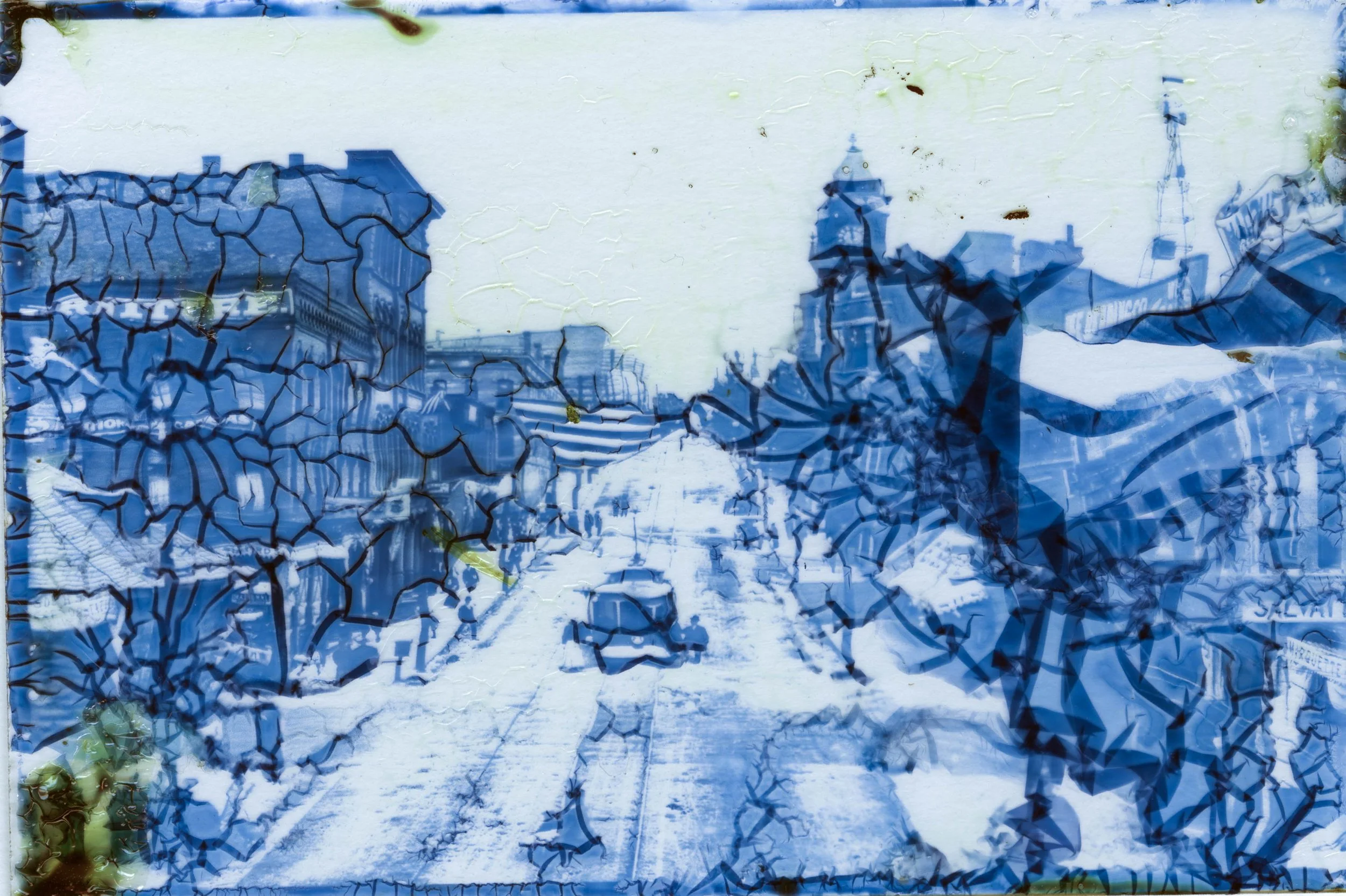 Old Postcard prints on glass