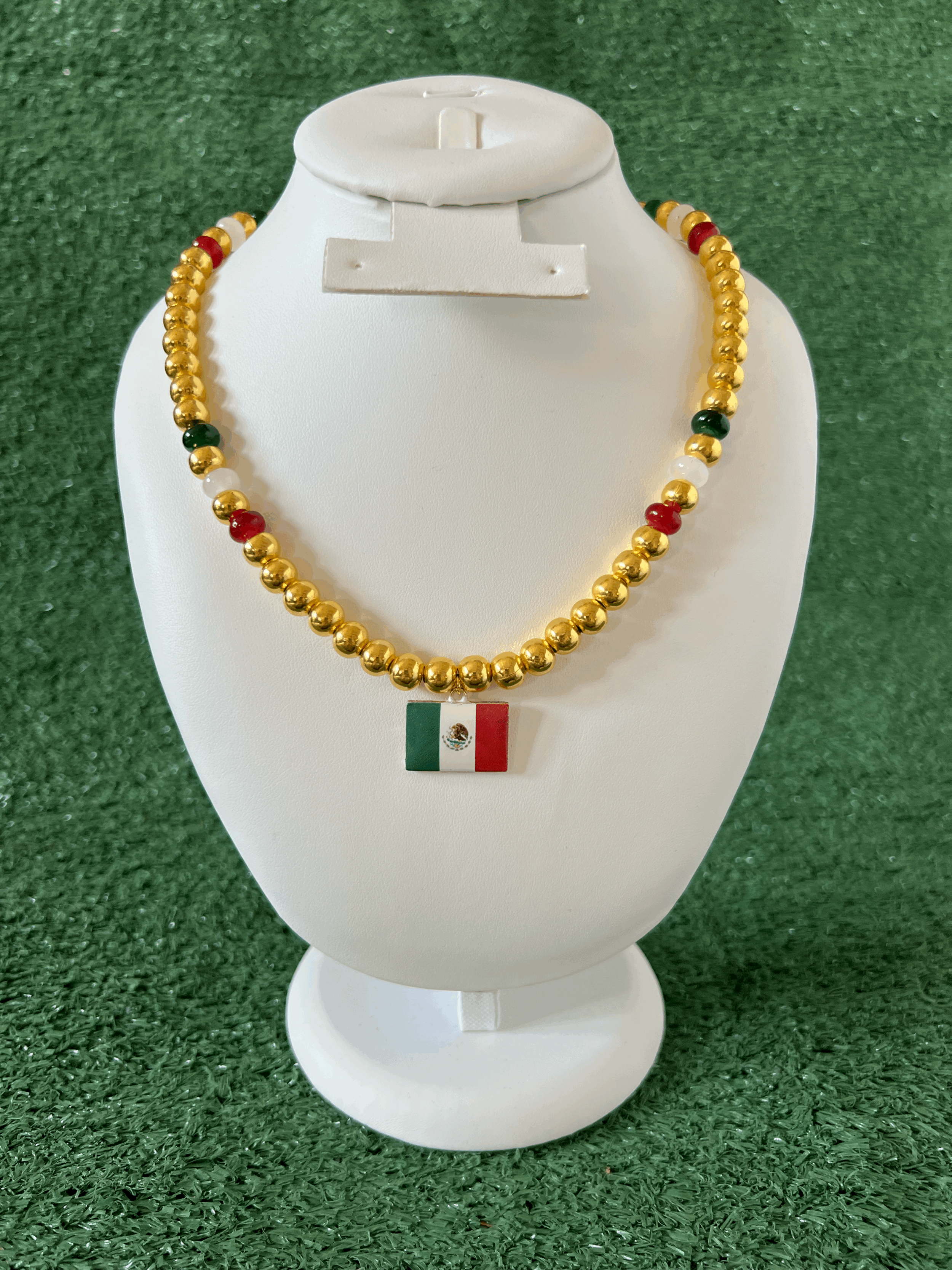 The Mexico Flag Emblem Gold Necklace