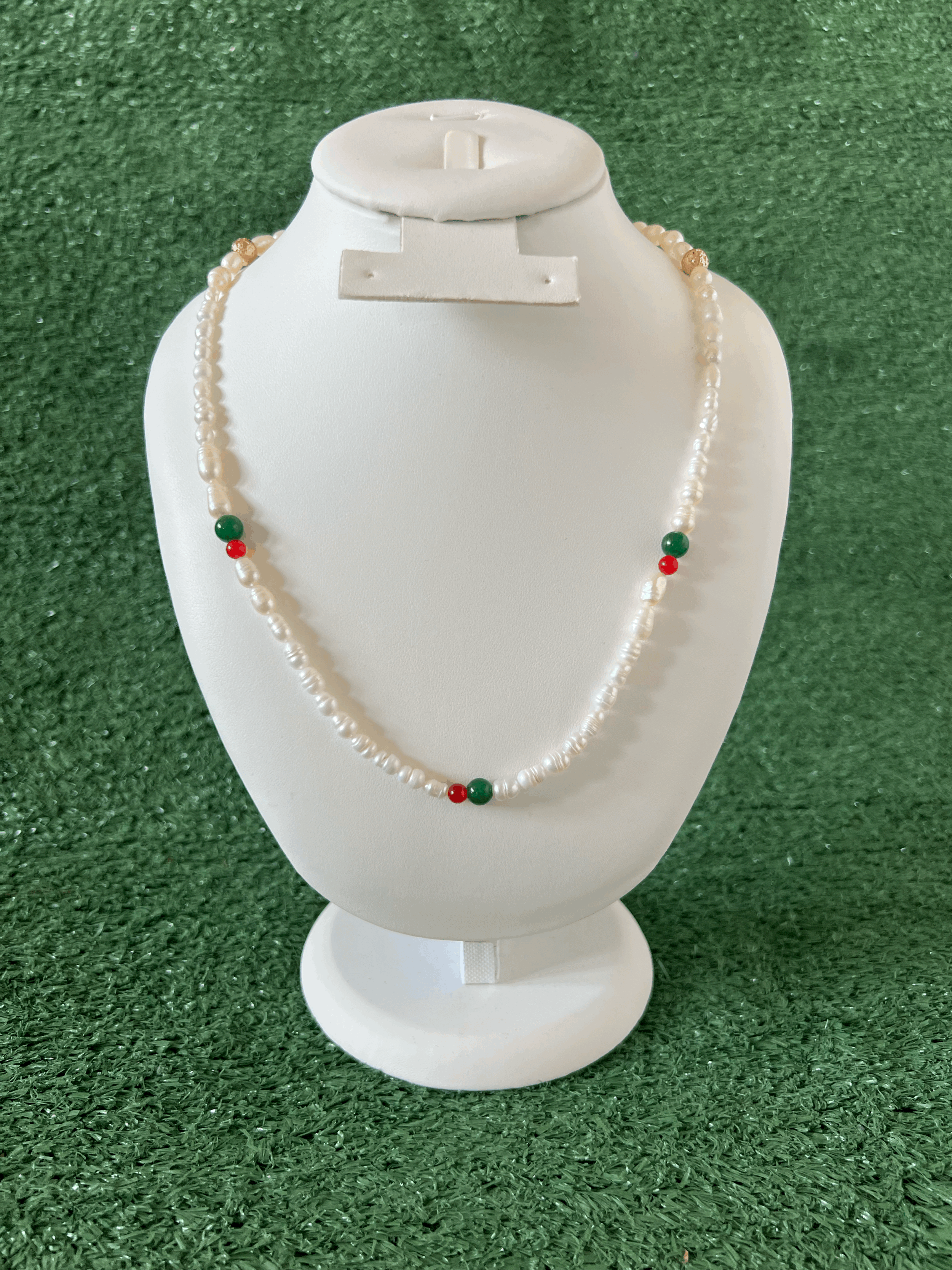 Portugal Seleção Minimalist Pearl & Gemstone Necklace