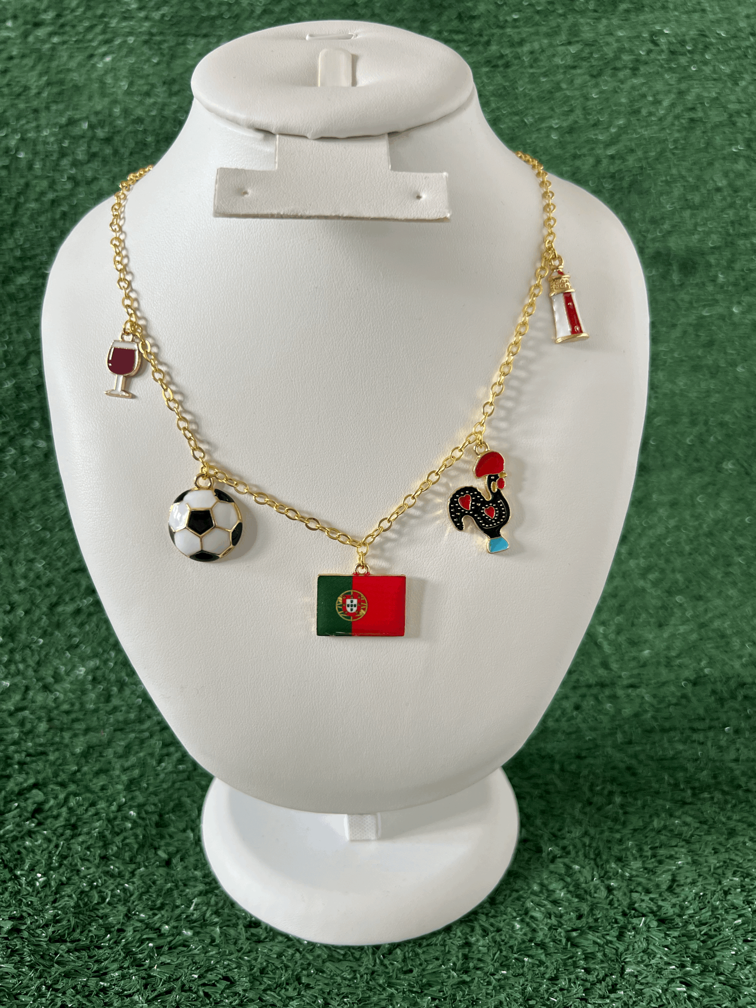 Portugal Heritage & Football Gold Charm Necklace