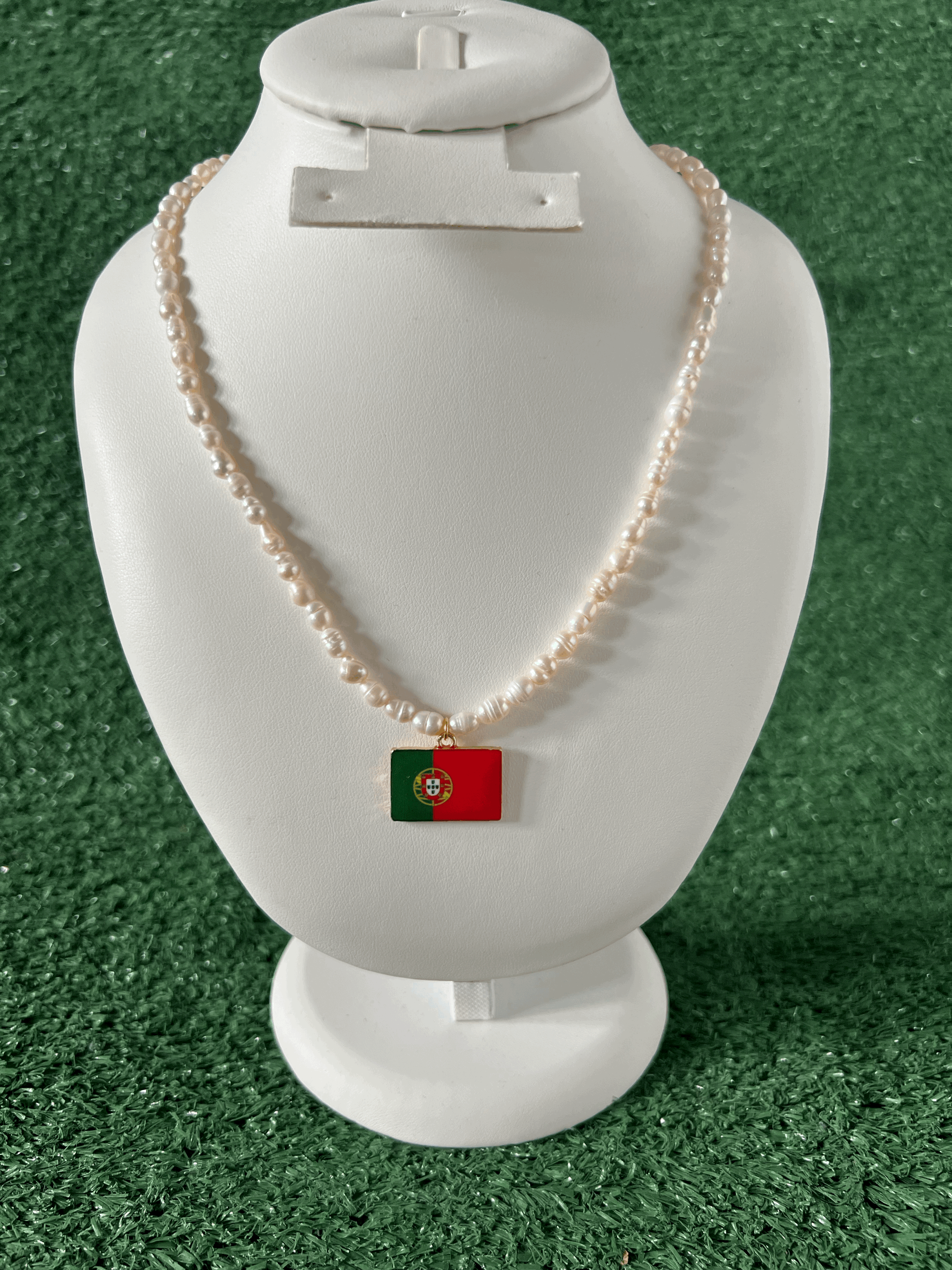The Golden Portugal Flag Pearl Pendant Necklace