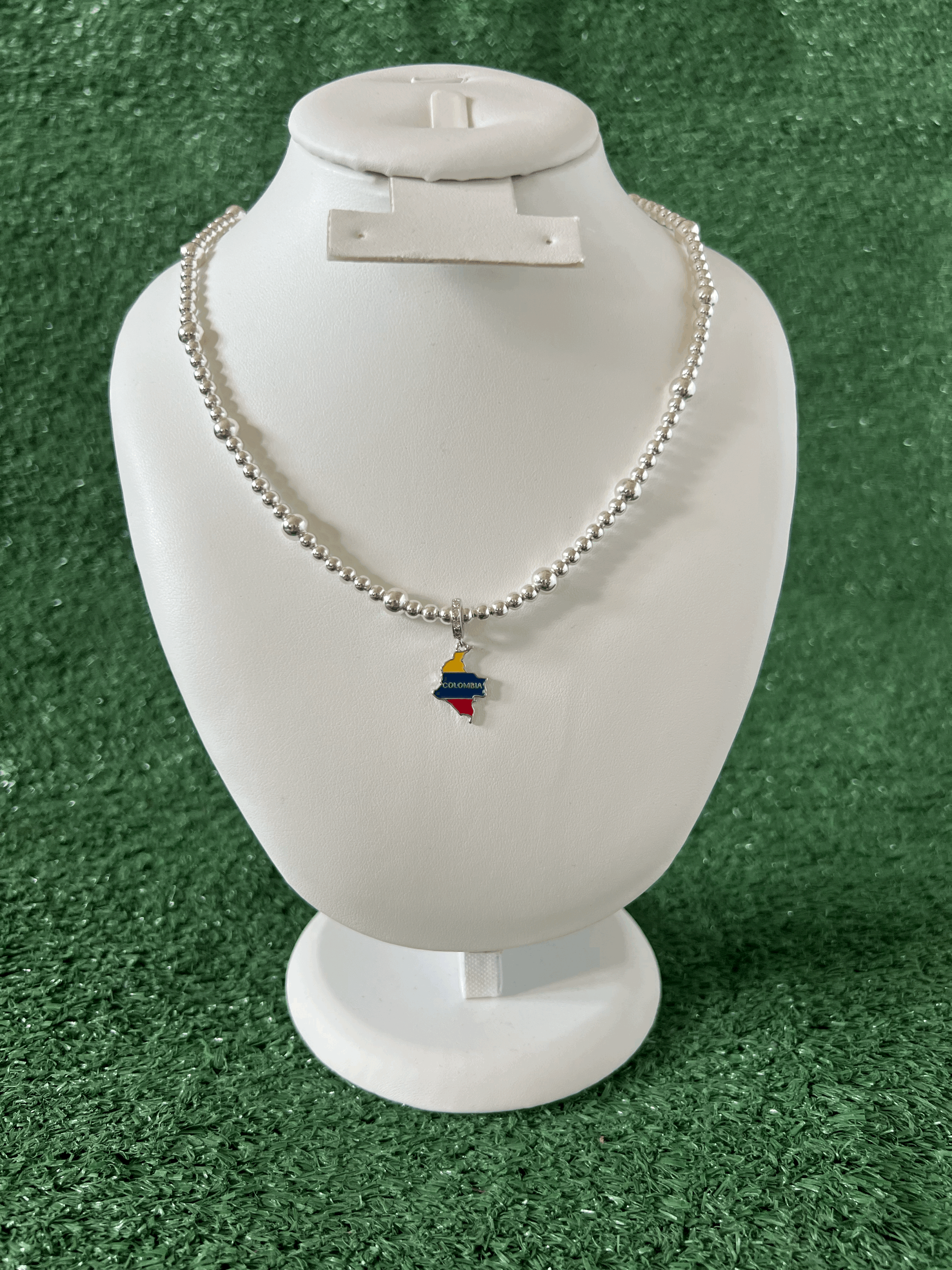 The Colombia Country Map High-Shine Silver Necklace