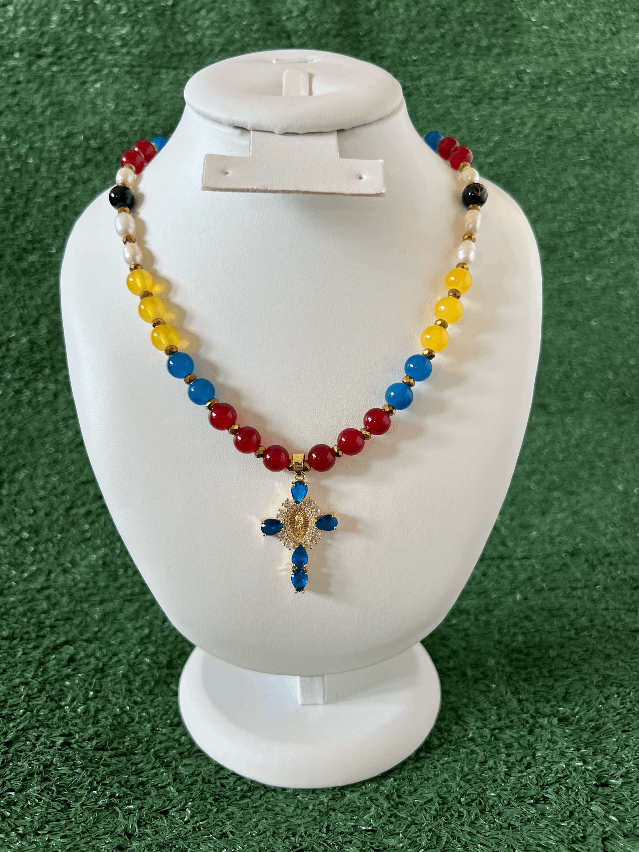 Colombia & Ecuador Flag Palette Premium Beaded Devotion Necklace