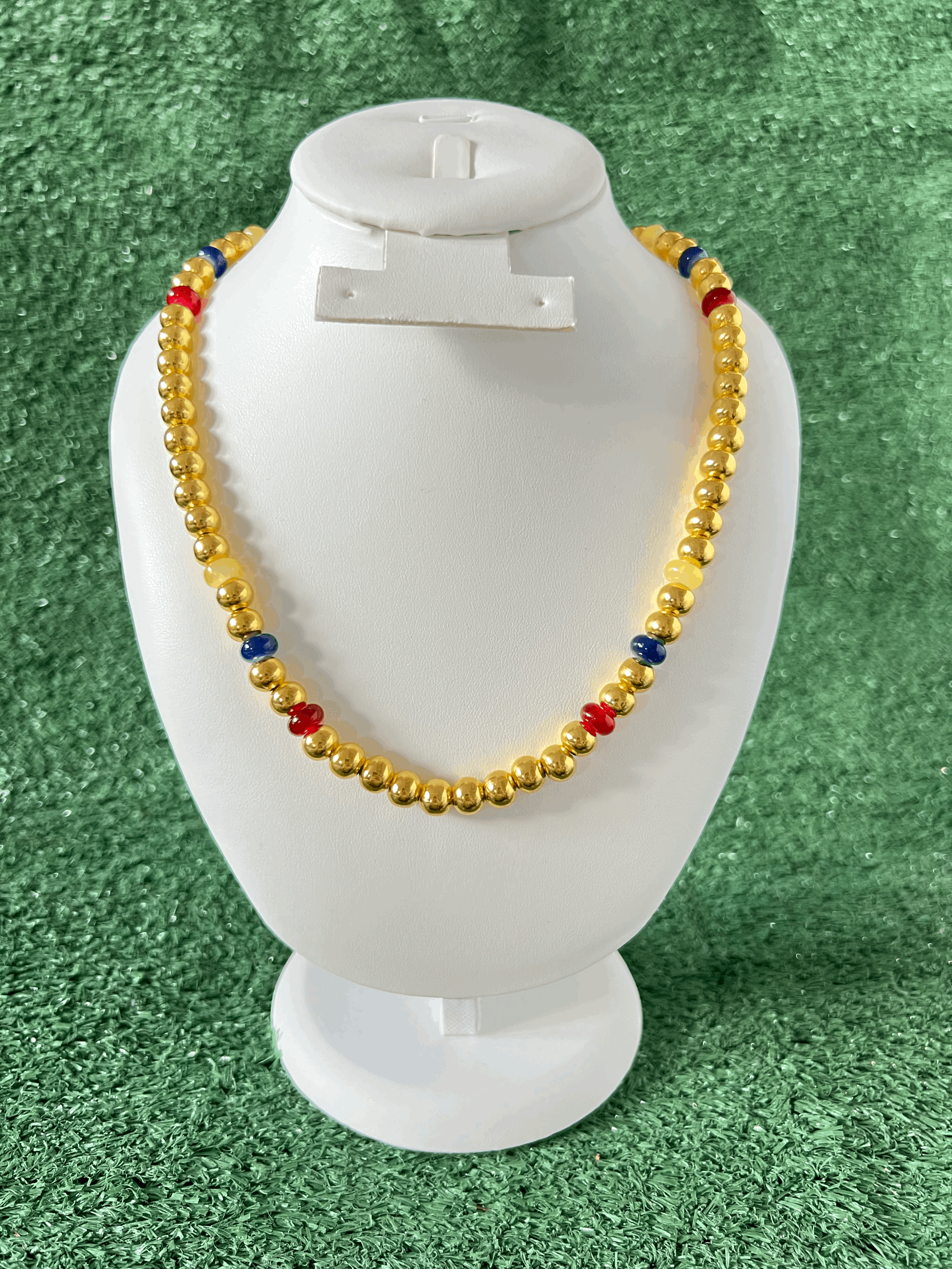 Colombia & Ecuador Flag Palette Polished Gold Necklace