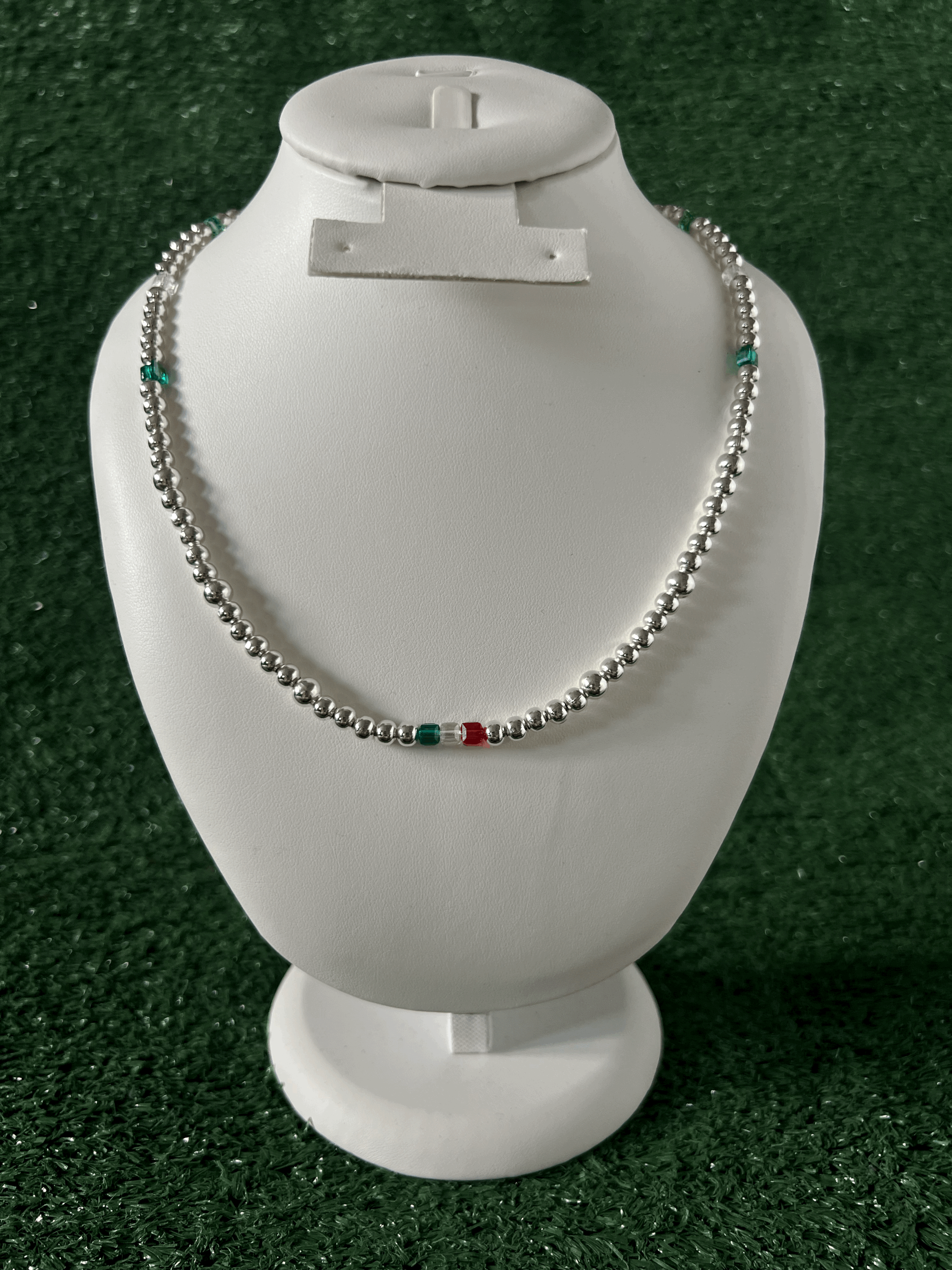 Mexico Tricolor Crystal Silver Necklace