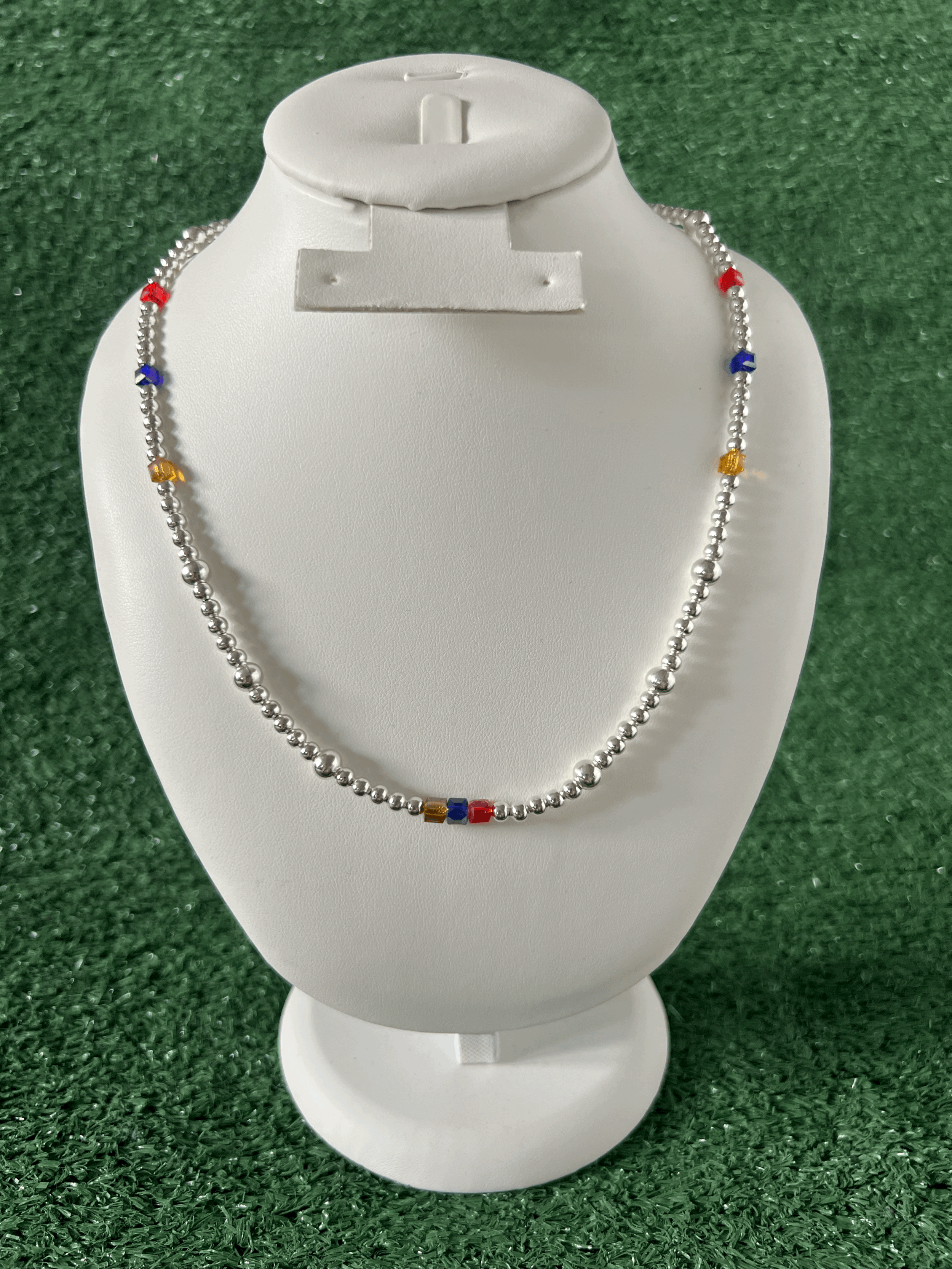 The Tricolor Block Silver Bead Necklace: Ecuador & Colombia Edition