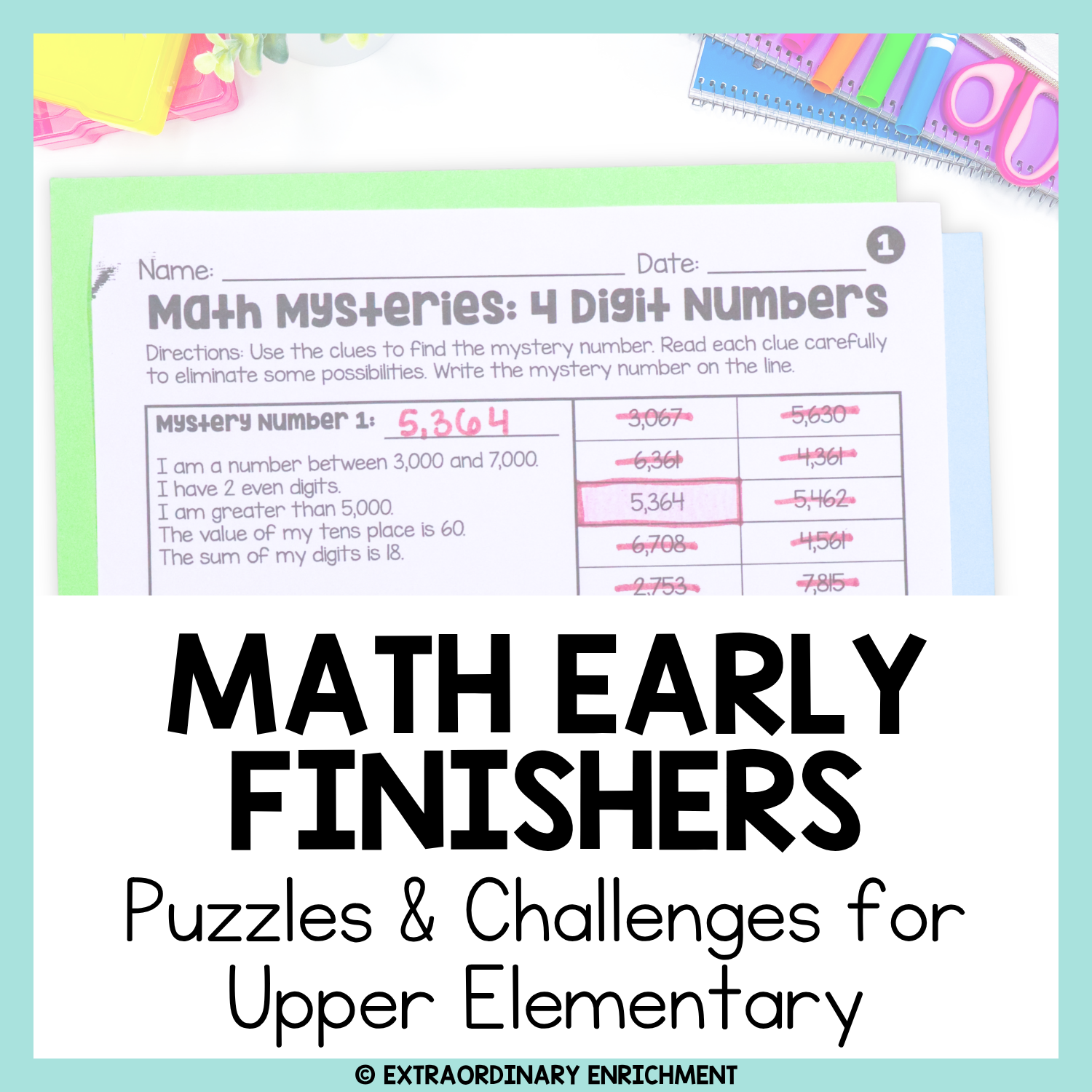 Math Early Finishers for Upper Elementary