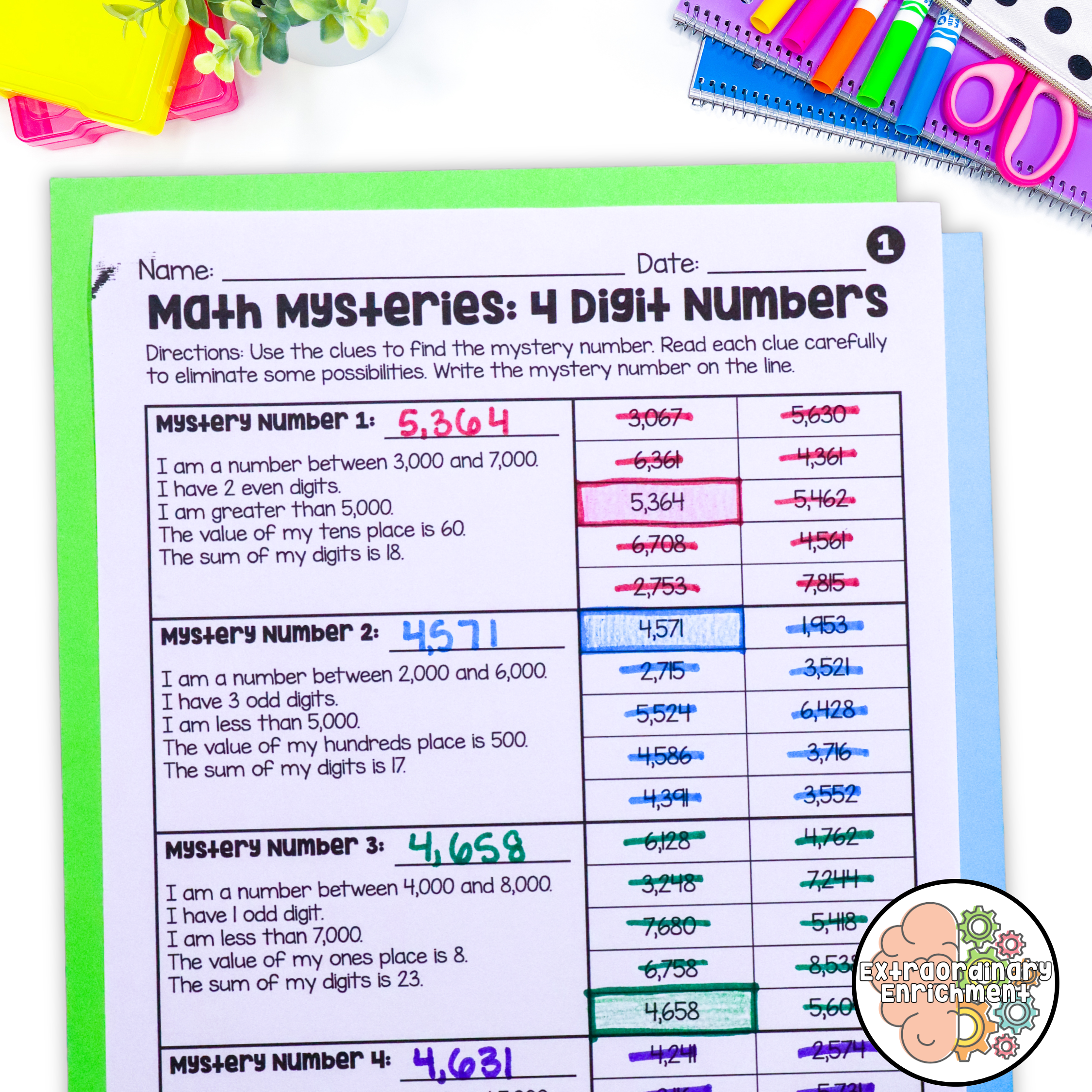 Early Finishers 3rd Grade Math Mysteries