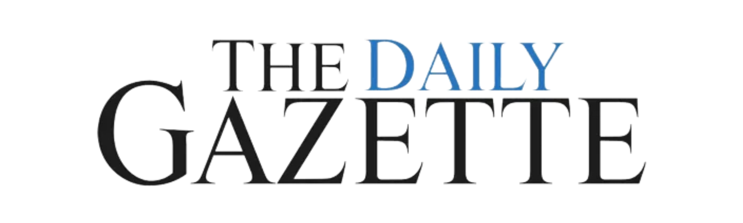 Logo of The Daily Gazette in black and blue text on a white background.