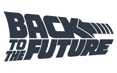 Stylized text reading 'Back to the Future' in a sci-fi font.