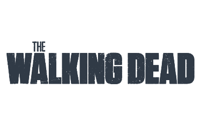 Logo of the TV series 'The Walking Dead' in black and dark gray text on a black background.
