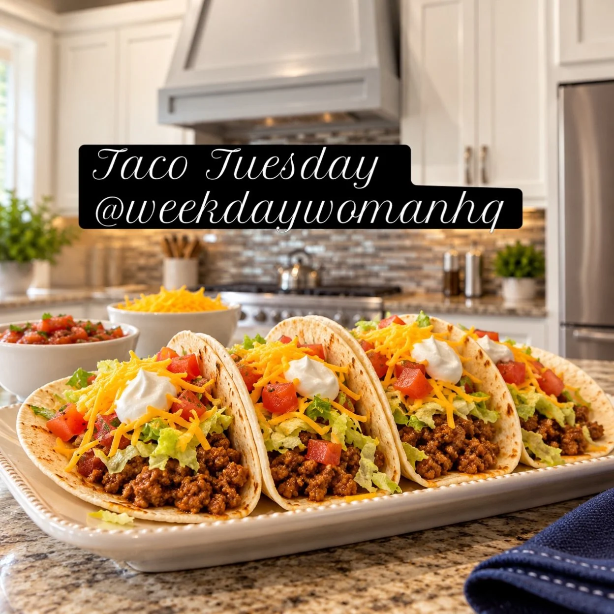 🌮 TACO TUESDAY @ THE WEEKDAY WOMAN WAY

You&rsquo;ve managed enough today. Dinner doesn&rsquo;t need a meeting.

Easy Weekday Woman Tacos
Simple ingredients. Big flavor. About 20 minutes.

Makes: 8 small tacos

What you&rsquo;ll need:

&bull; 1 poun