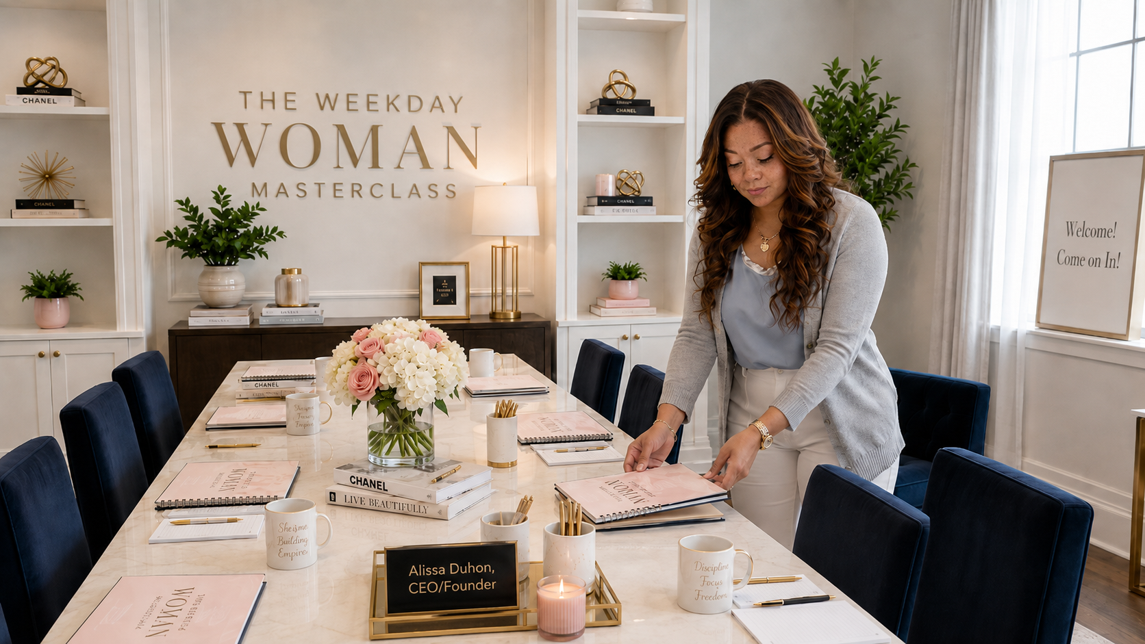 Calm, organized home office for a working woman