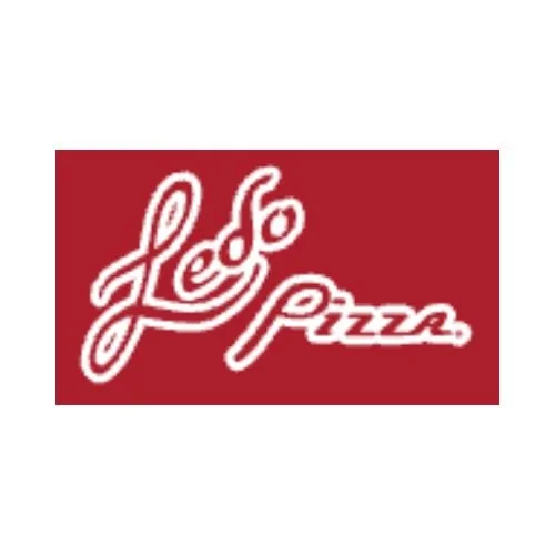 Ledo Pizza logo in red script lettering.