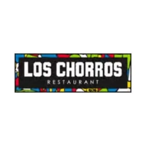 Los Chorros Restaurant logo with bold text and colorful border design.