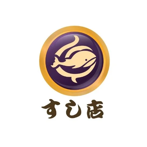 Moby Dick Sushi logo featuring a stylized fish in a purple and gold circular emblem with Japanese characters below.