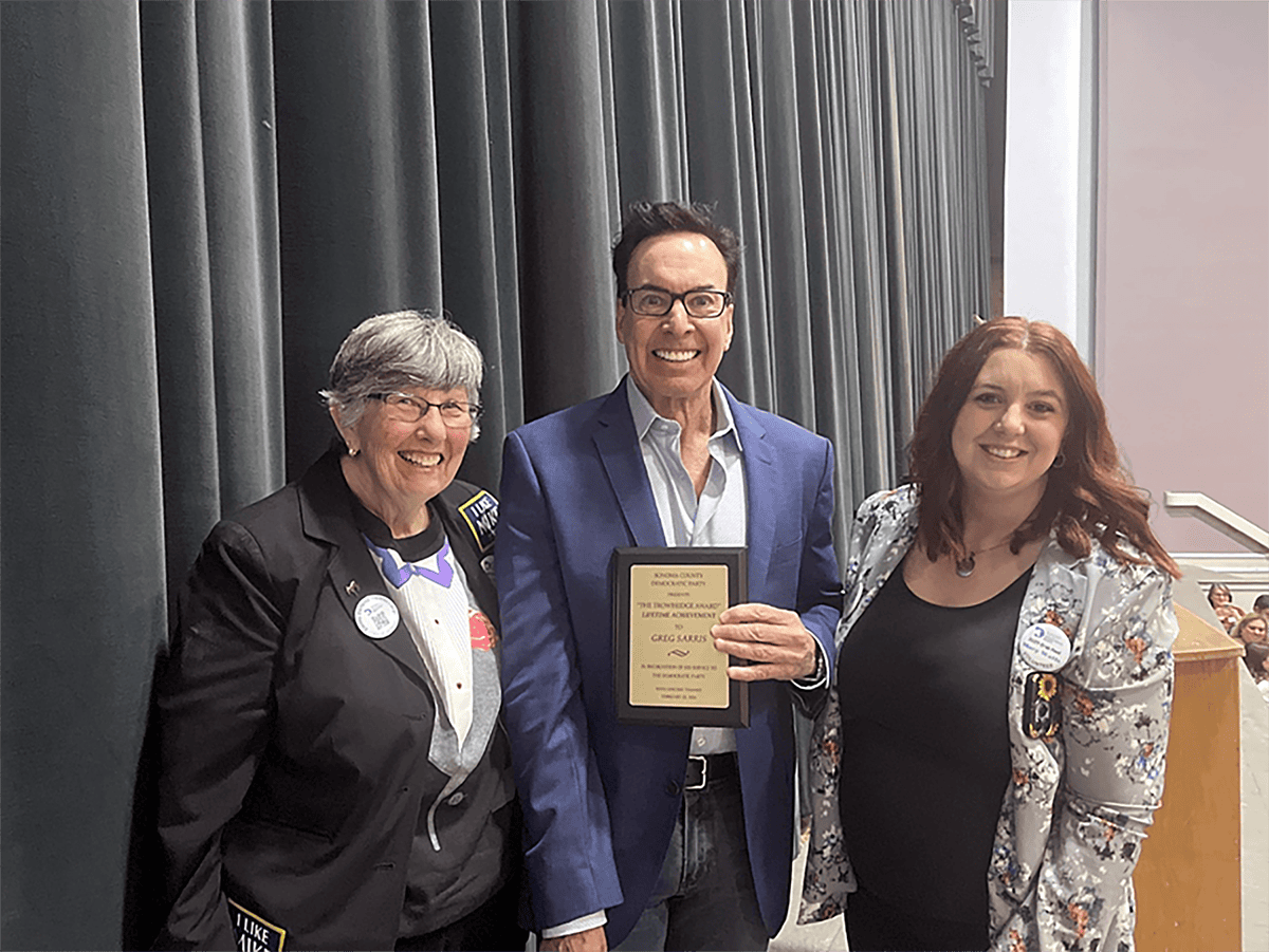 Sonoma Democratic Party presents Trowbridge Lifetime Achievement Award to Greg Sarris