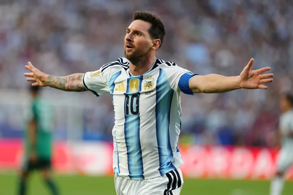 Messi celebrates yet another World Cup goal