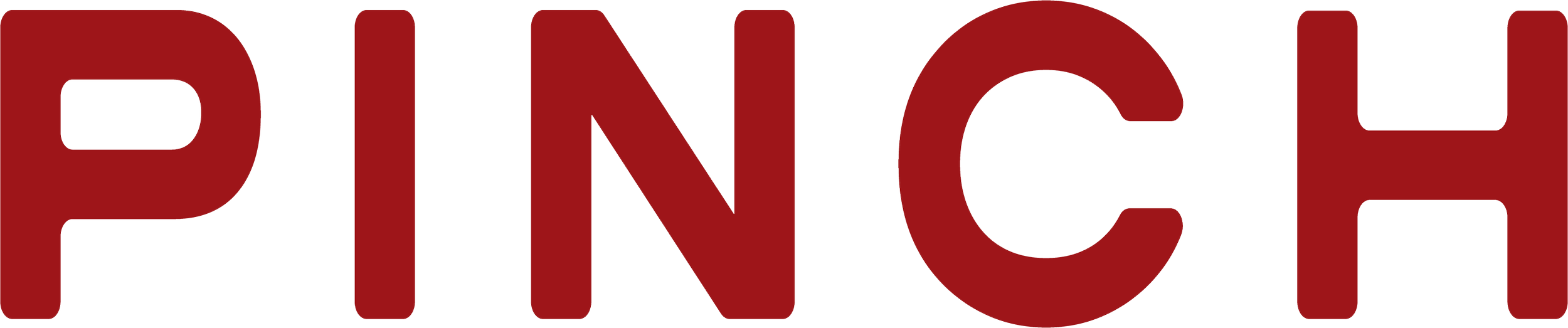 The word 'PINCH' written in large, red, capital letters.