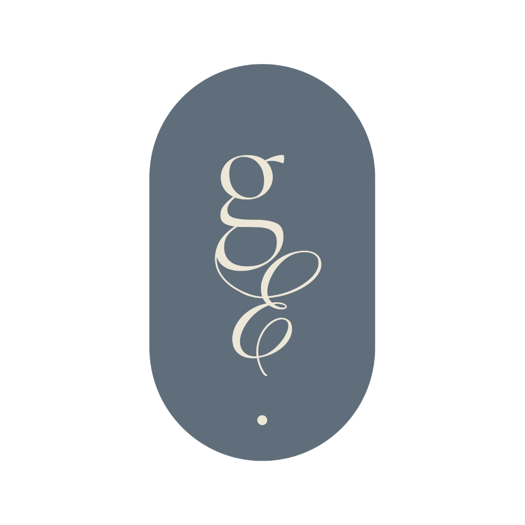 Image of G-everett logo in a pill shape with the G and E from her logo
