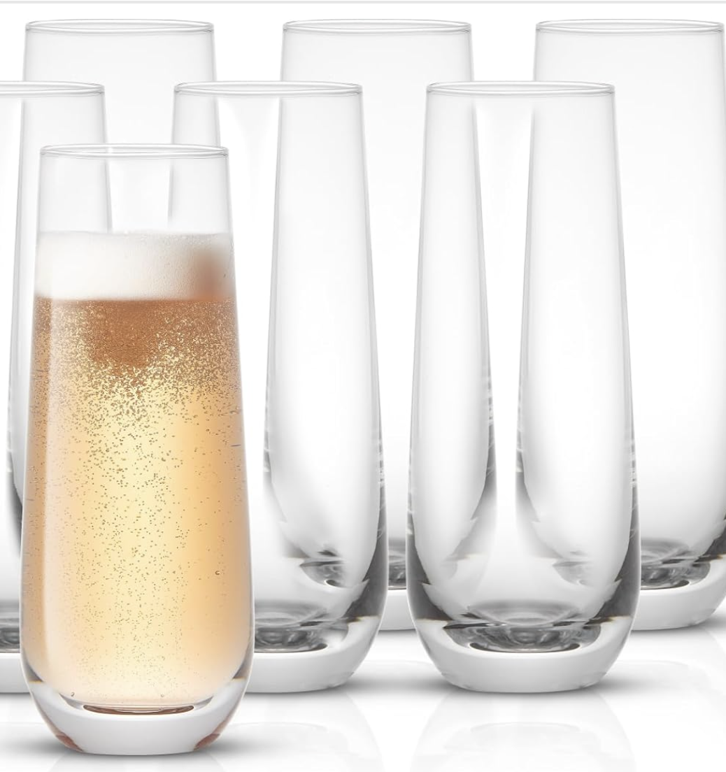 Elegant champagne flutes with sparkling wine for home entertaining and special occasion table styling.