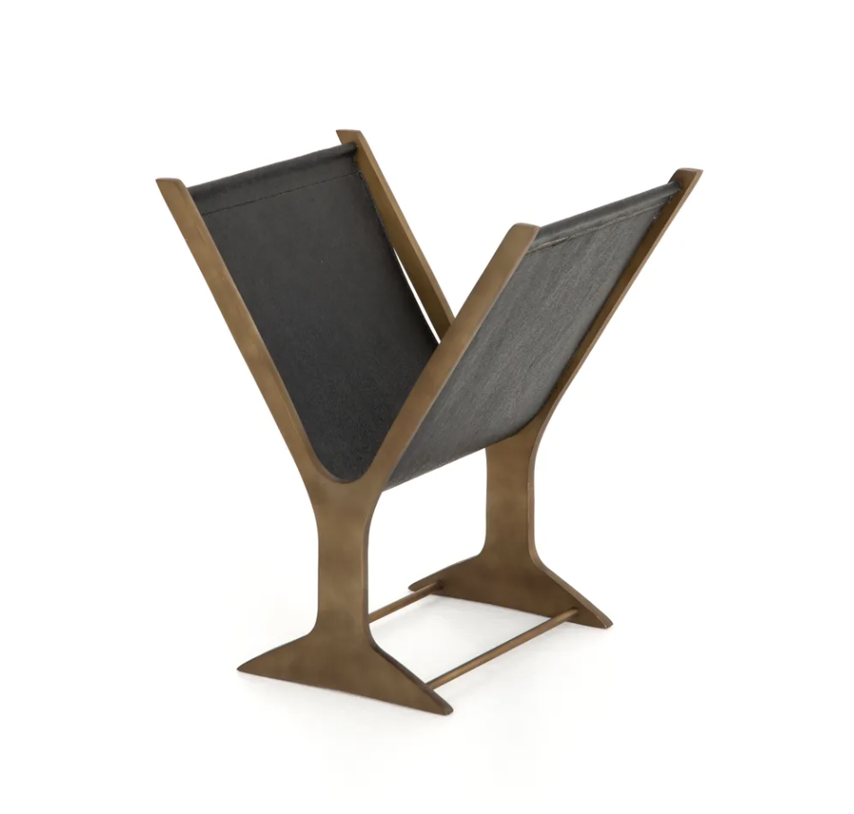 Modern wood lounge chair with black upholstered seating for contemporary interiors.