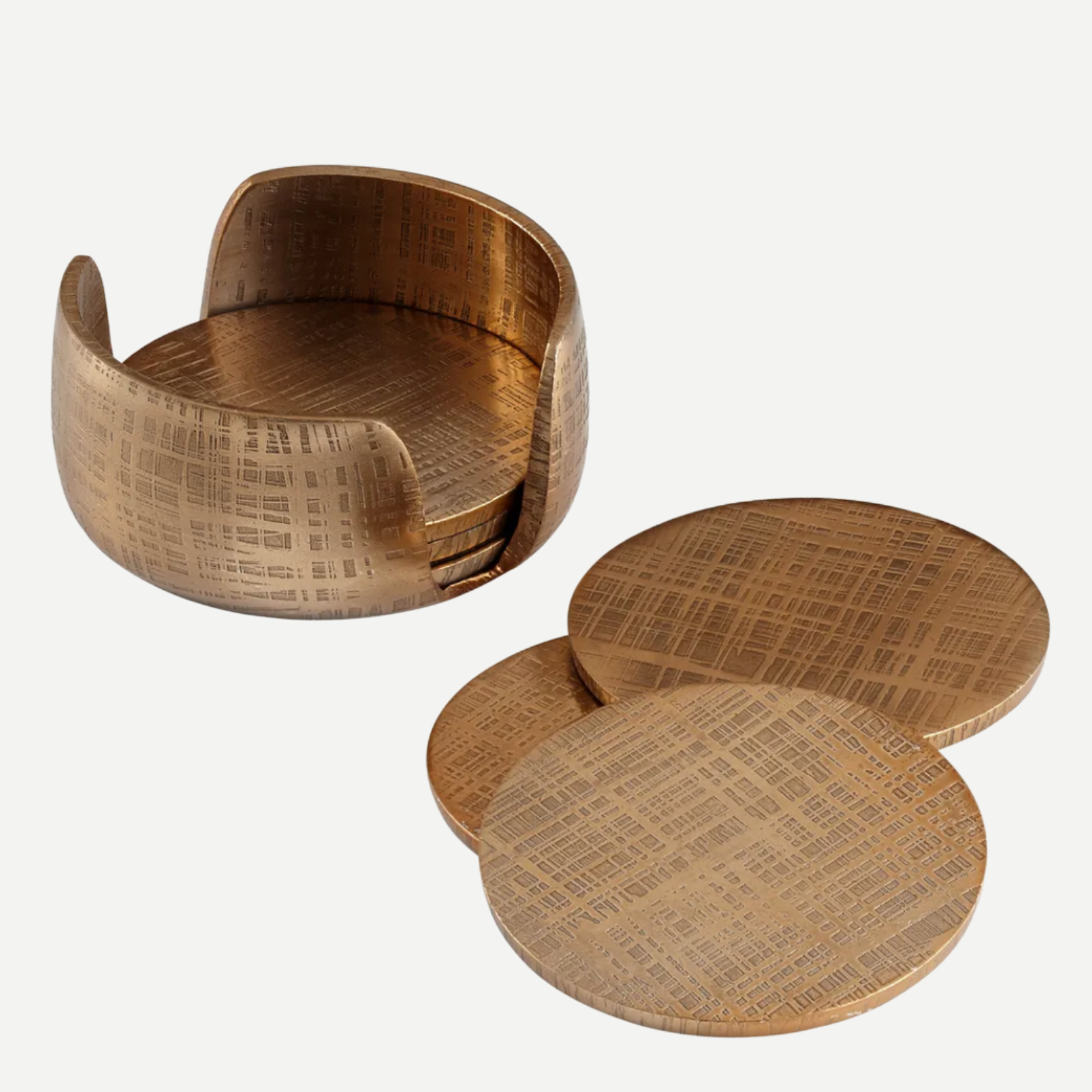 Geometric wood coasters and decorative bowl from The G. Everett Edit curated home decor collection.