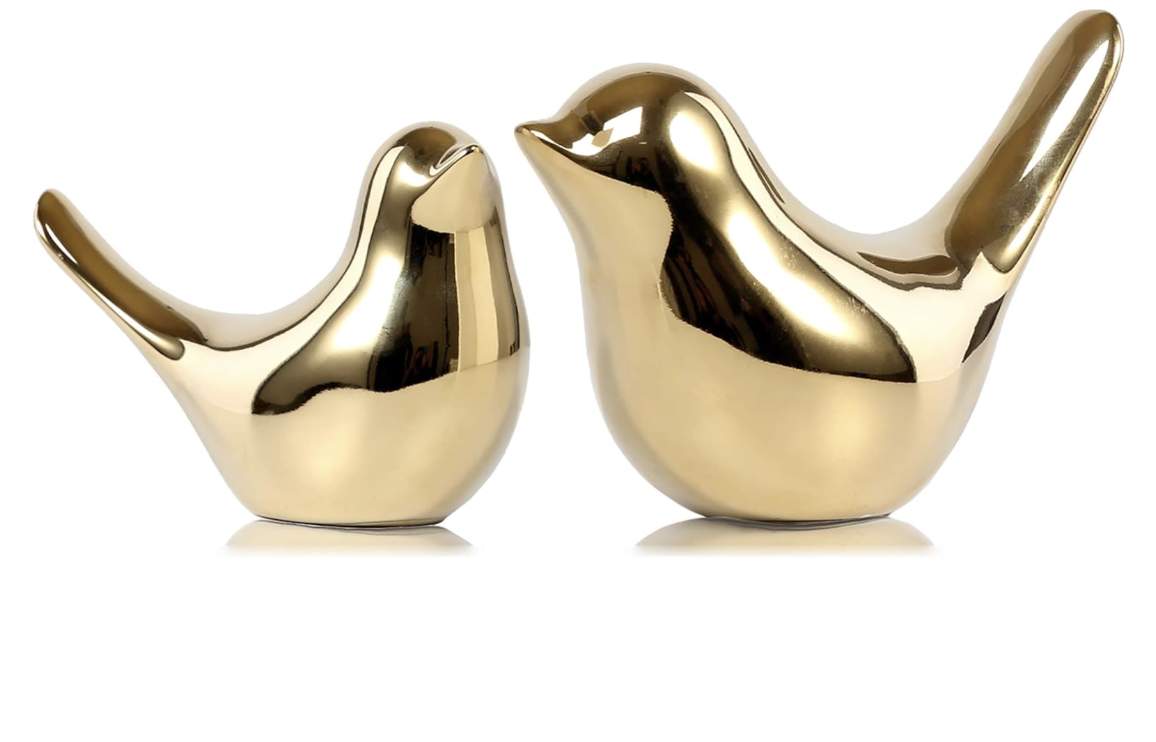 Gold bird sculptures with sculptural shapes for modern home decor and curated interior styling.