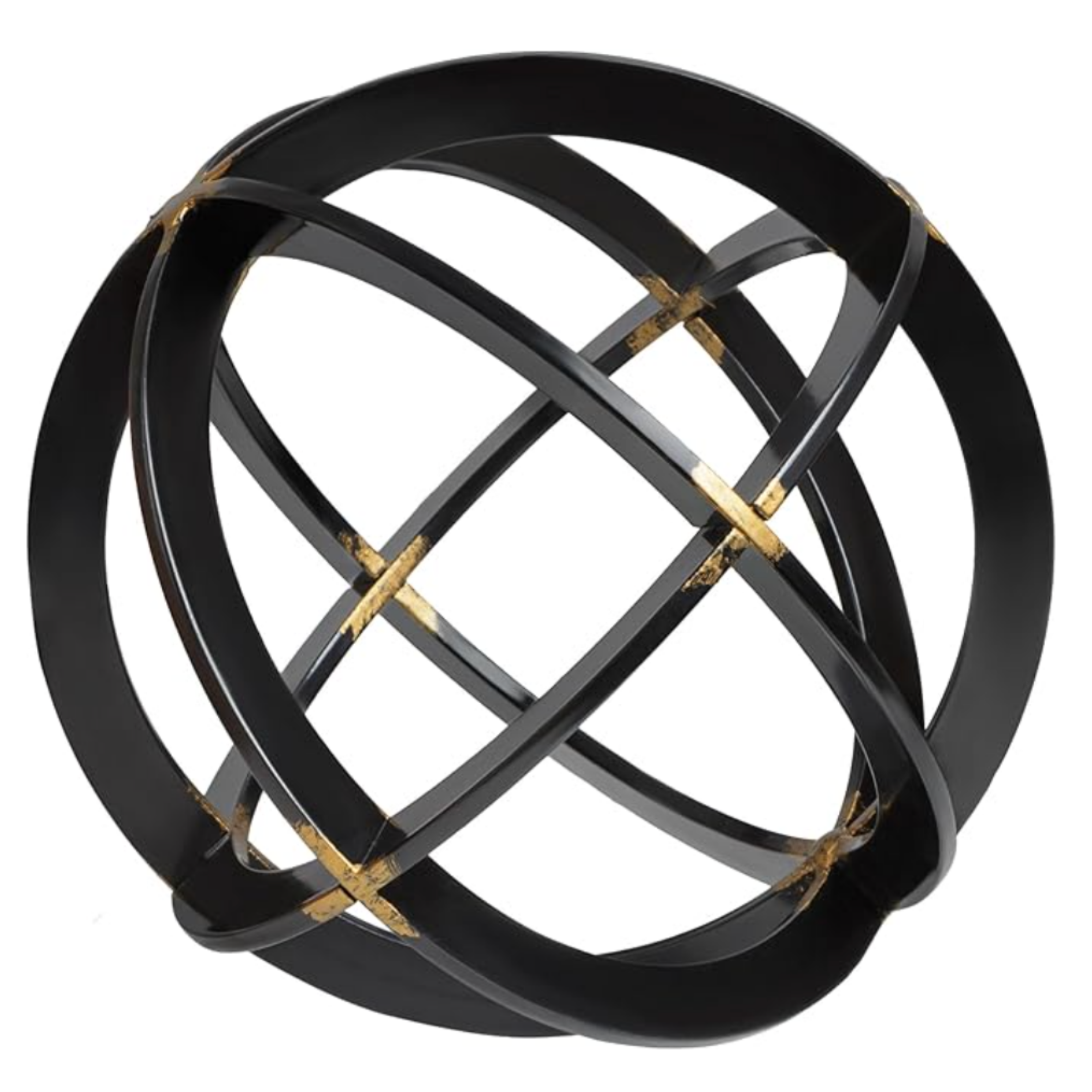 Black oval decorative accessory with woven gold accents from The G. Everett Edit.
