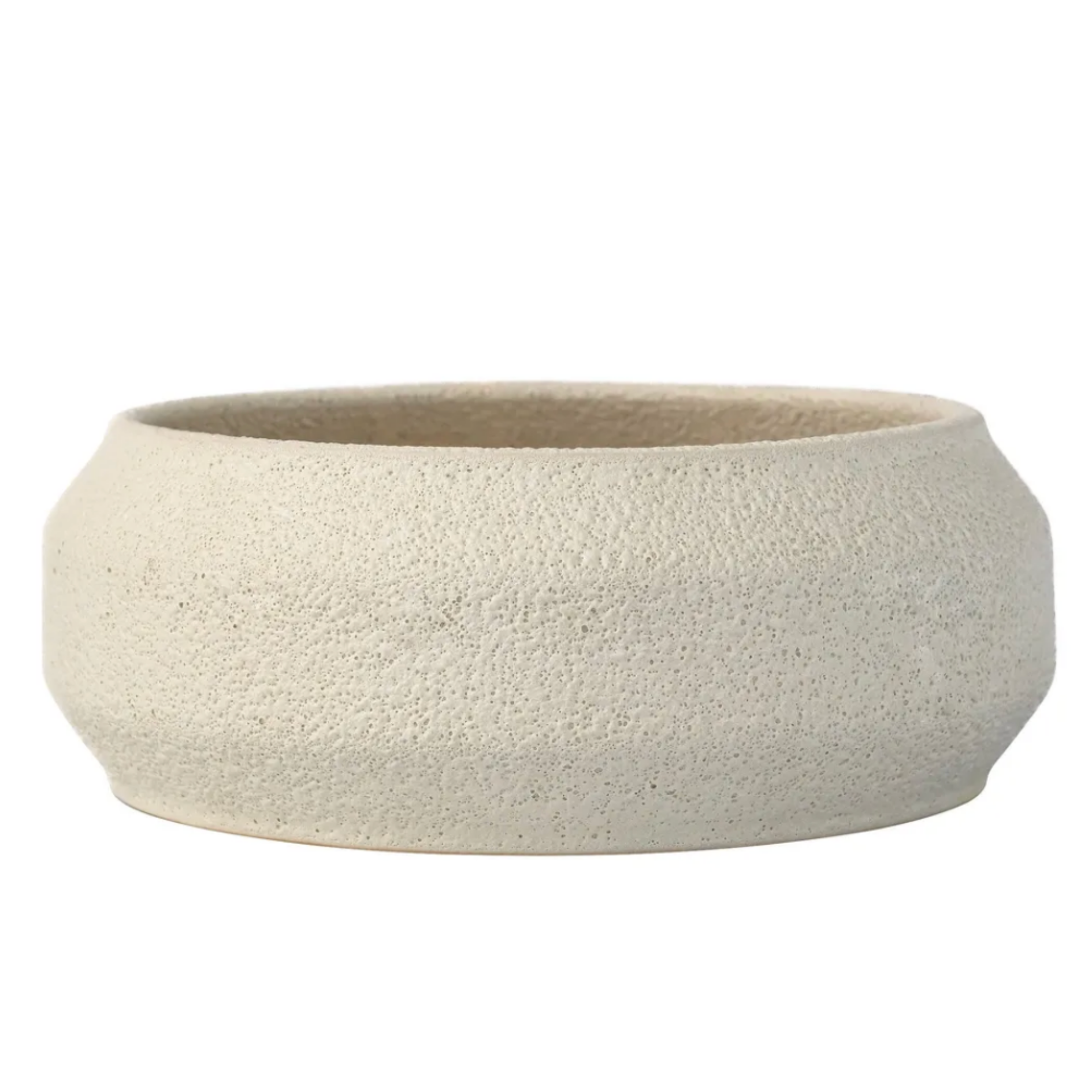 Textured beige ceramic decorative bowl from The G. Everett Edit home decor collection.