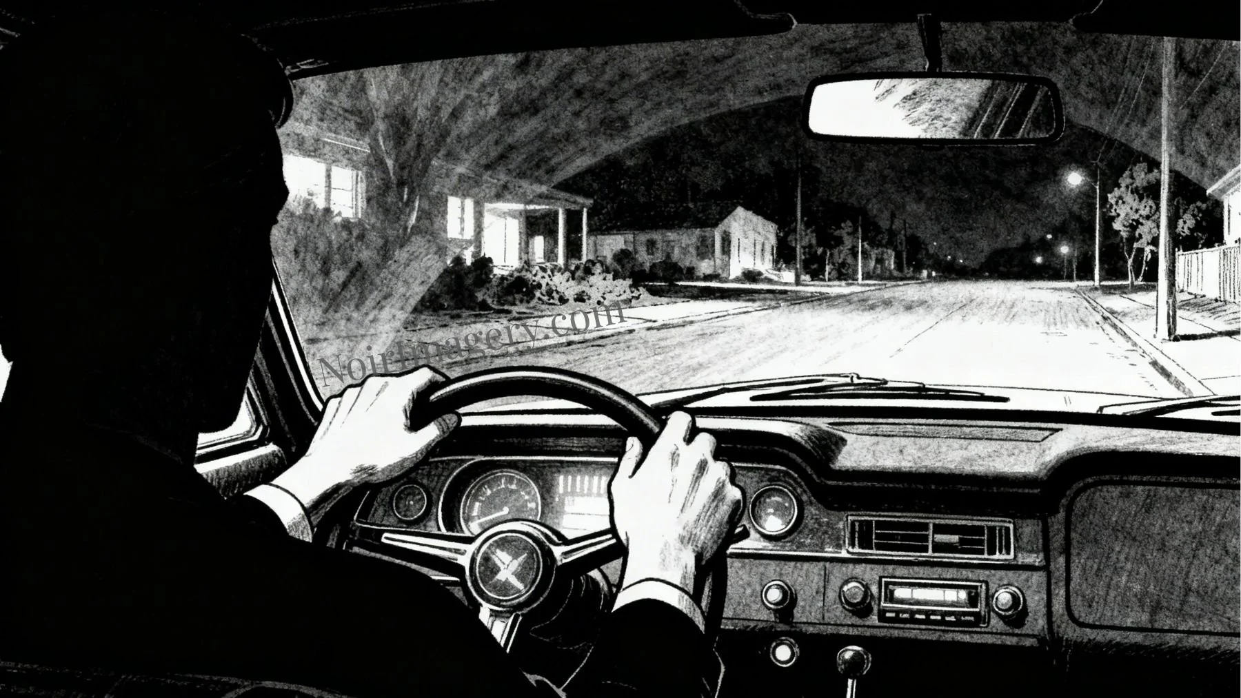 Man behind wheel on the road.