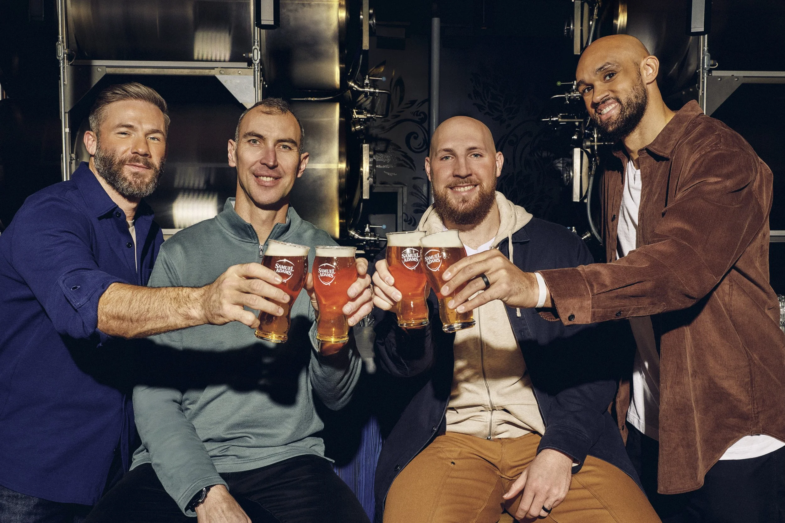 Julian Edelman, Zdeno Chara, Garrett Crochet + Derrick White for Sam Adams, shot by Diego Andrade