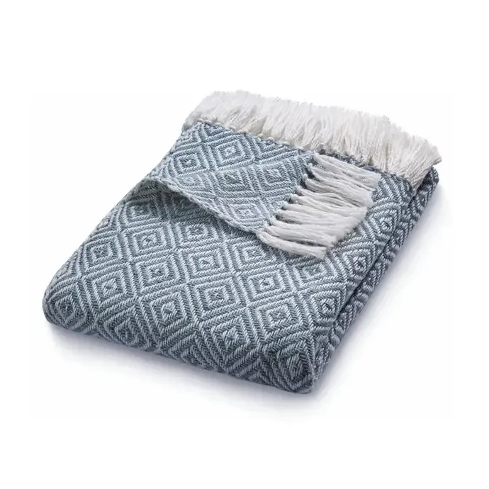 Diamond Woven Throw - Denim Blue