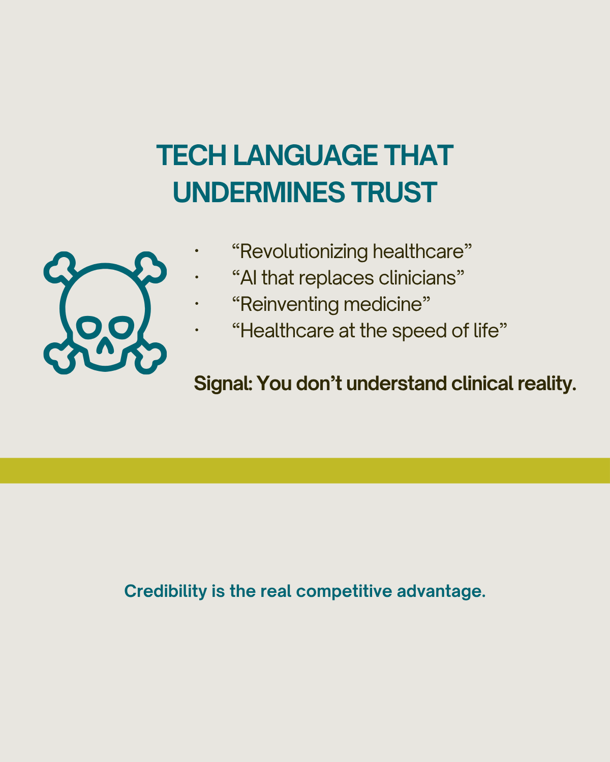 Why Healthcare Brands Struggle to Connect with Clinicians When They Try to Sound Like Tech Companies