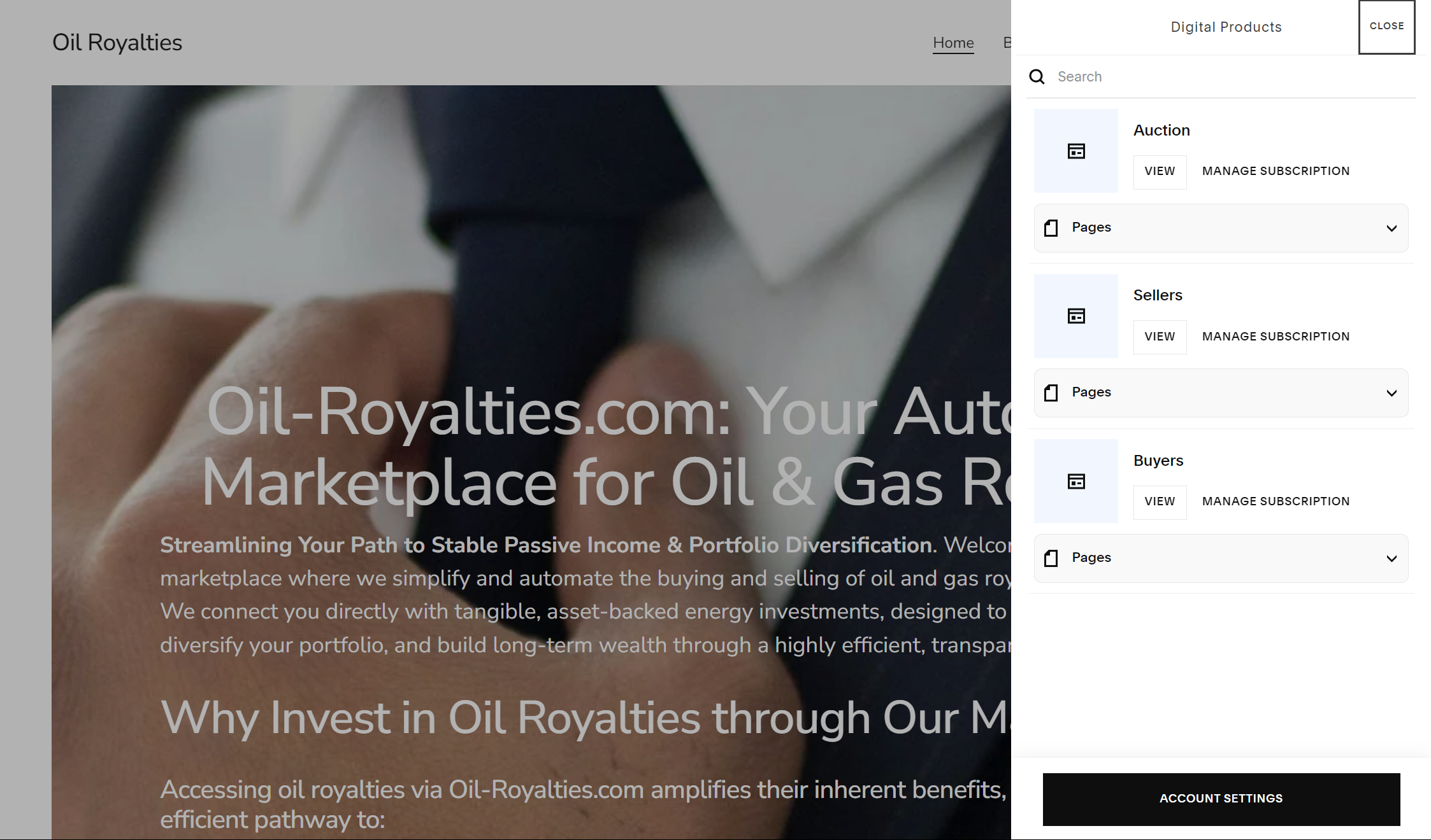 Oil-Royalties - Navigating Member Site (Account Main Menu)