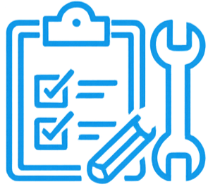Checklist op een clipboard met een potlood en een gereedschapsr schaal