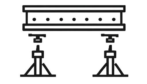 Een technische diagram van een verlichtingsarmatuur op een steun.