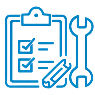 Checklist op een clipboard, pen, en een gereedschapswek