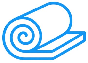 Een eenvoudig blauwe illustratie van een opgerolde handdoek.