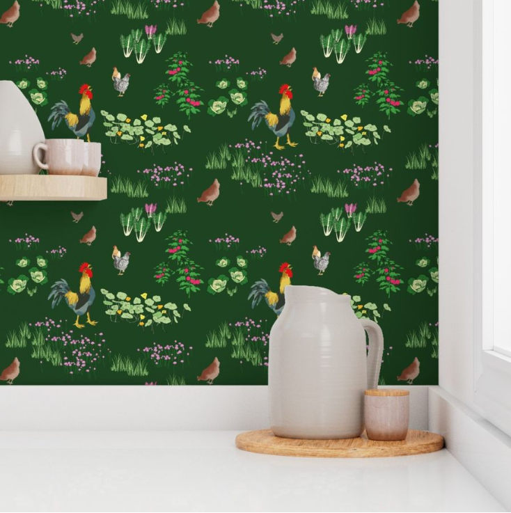mockup gallo en el jardin papel mural3.png