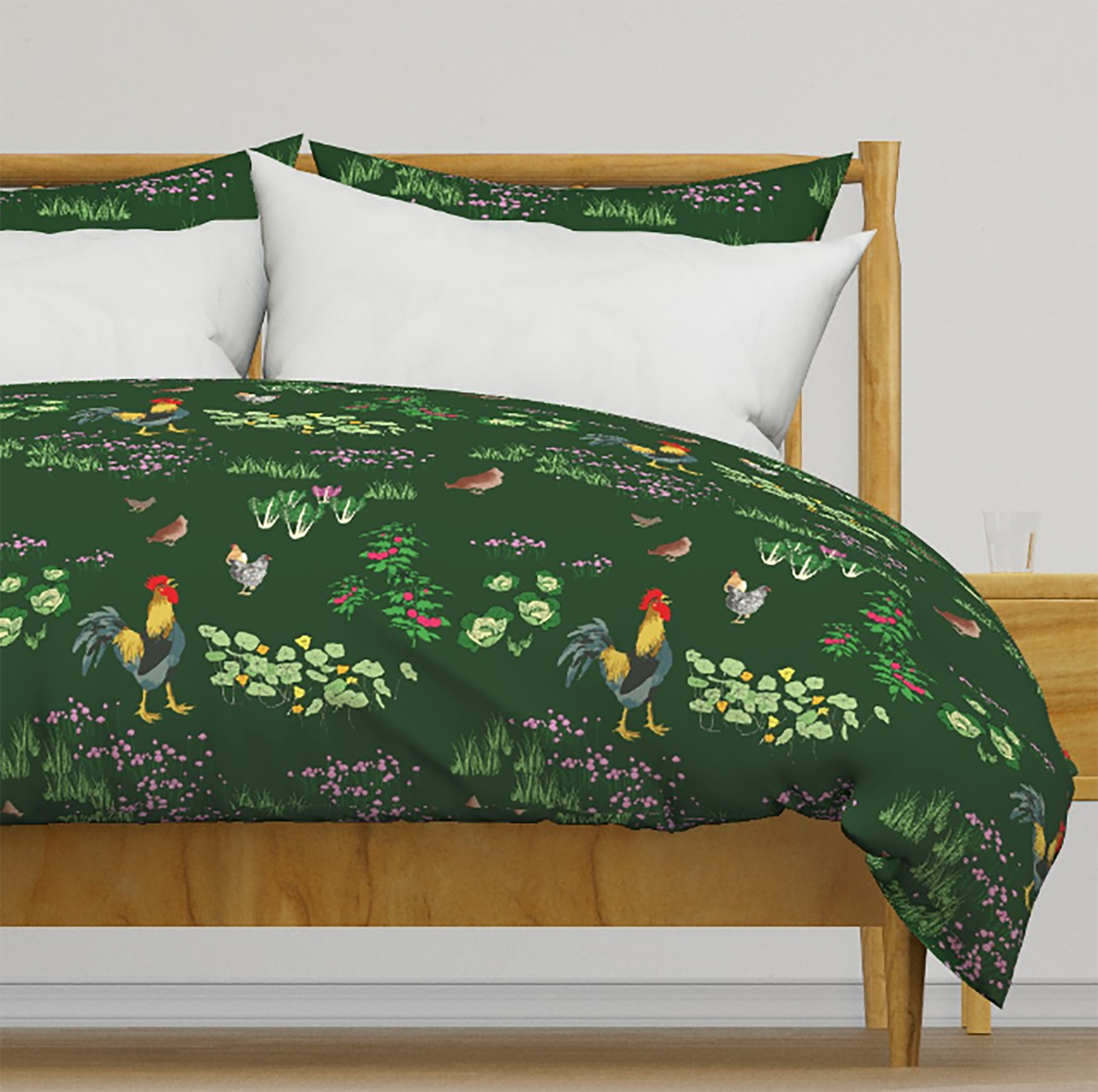 mockup gallo cantor en el jardin cubrecama.png