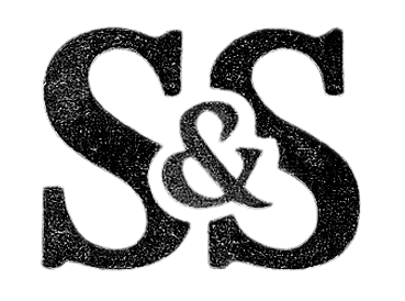 Black and white S&S logo with textured, chalkboard-style lettering