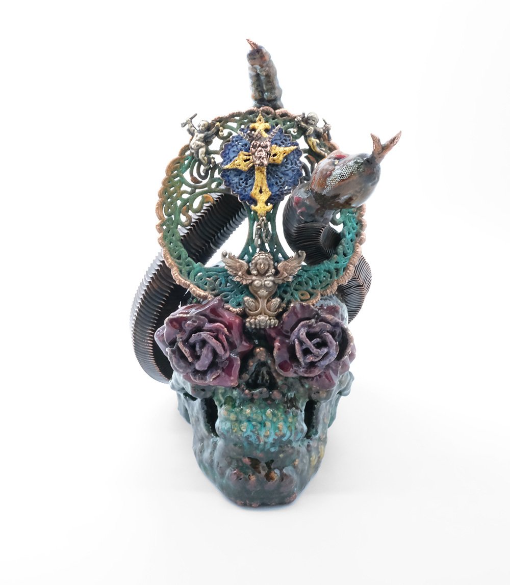 delia dante pedistal copper sculpture gatekleeper