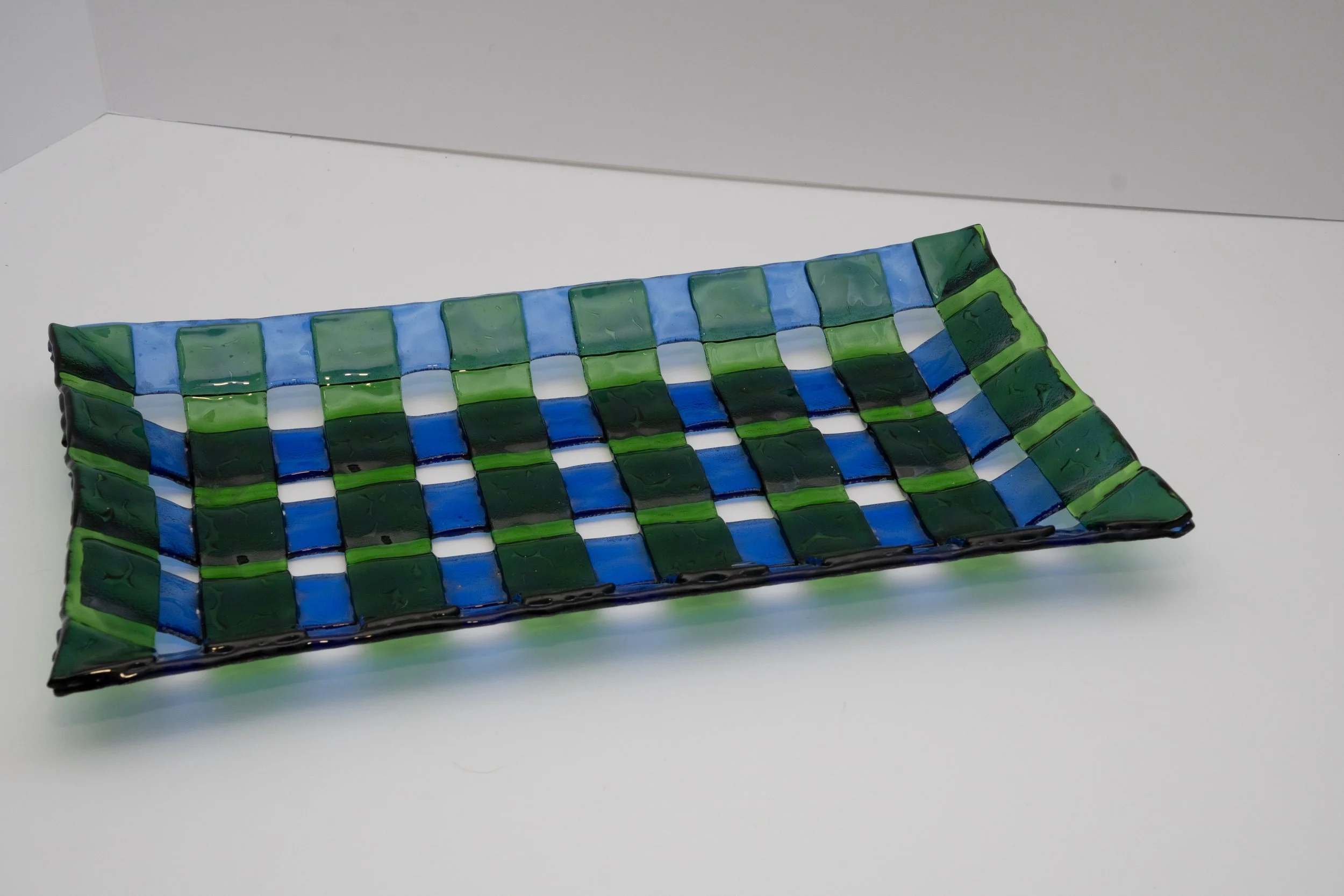 Glass Gingham Tray