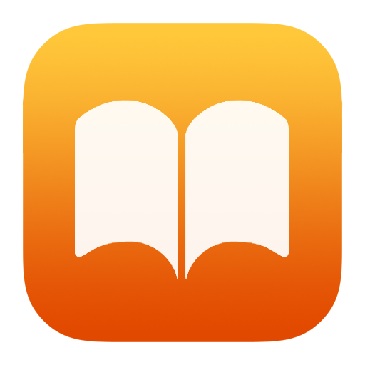 Icon of an open book with an orange and yellow gradient background.